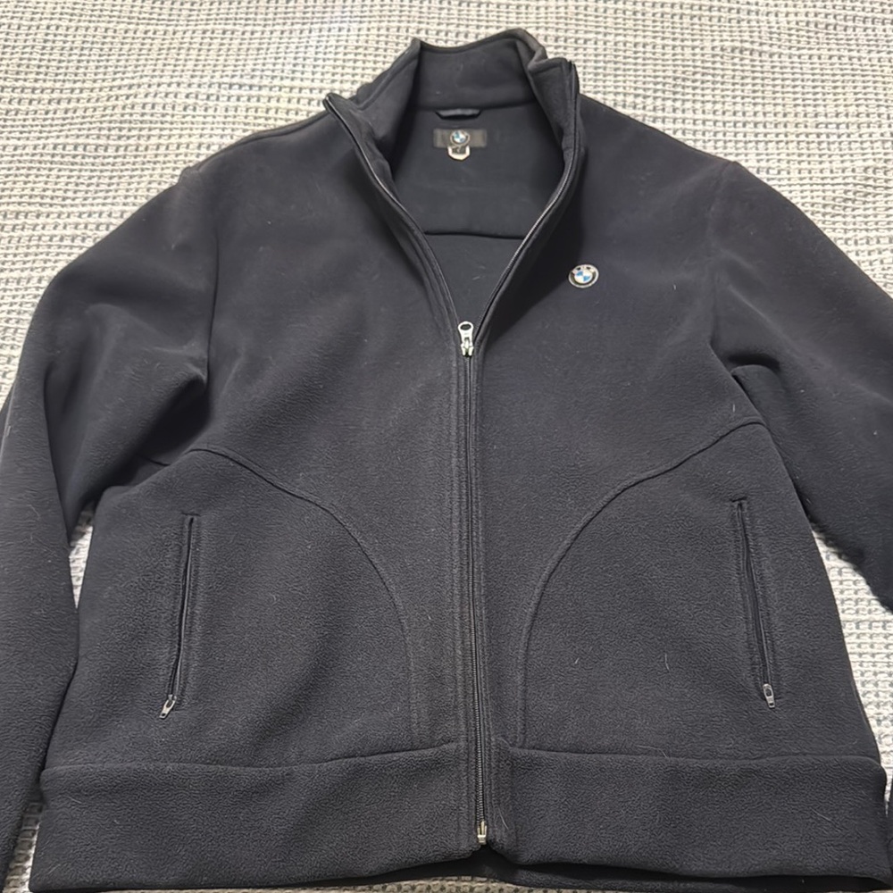 BMW Men's Dark Navy Authentic Fleece Dealership Jacket Large